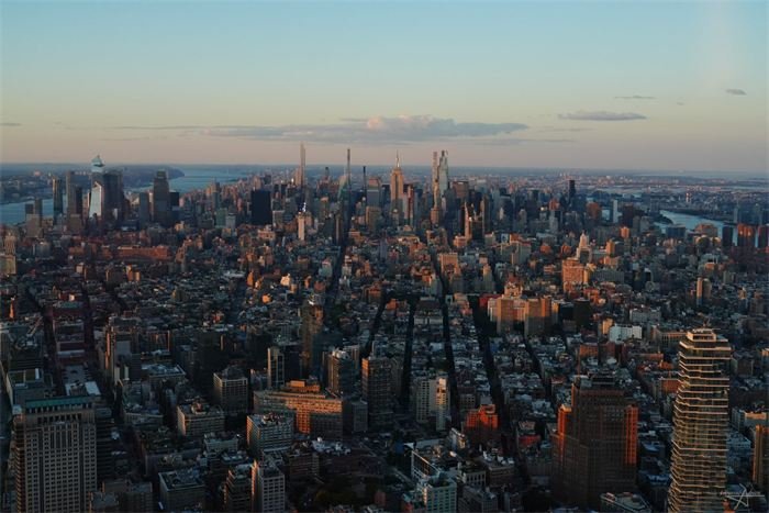 Manhattan vu d'en haut à la tombée du jour
