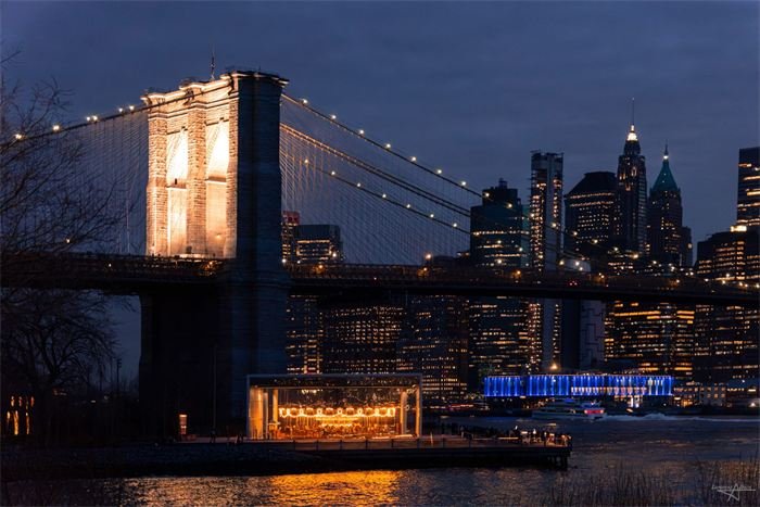 Le pont de Brooklyn de nuit